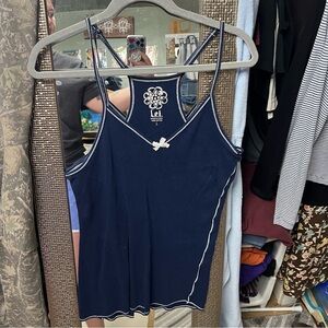 lei Navy Double-Strap Camisole with Contrast Trim